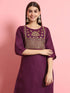 Purple Pure Cotton Print Pant Suit 190962 Closure View